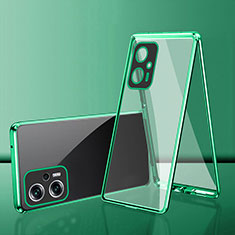 Funda Bumper Lujo Marco de Aluminio Espejo 360 Grados Carcasa para Xiaomi Redmi K50i 5G Verde