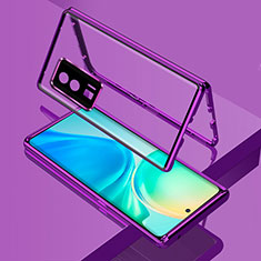 Funda Bumper Lujo Marco de Aluminio Espejo 360 Grados Carcasa para Xiaomi Redmi K60 Pro 5G Morado