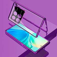 Funda Bumper Lujo Marco de Aluminio Espejo 360 Grados Carcasa para Xiaomi Redmi K70 Pro 5G Morado