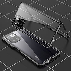 Funda Bumper Lujo Marco de Aluminio Espejo 360 Grados Carcasa para Xiaomi Redmi Note 10 Pro 5G Negro