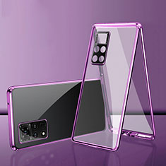 Funda Bumper Lujo Marco de Aluminio Espejo 360 Grados Carcasa para Xiaomi Redmi Note 11 Pro 4G Morado