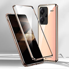 Funda Bumper Lujo Marco de Aluminio Espejo 360 Grados Carcasa para Xiaomi Redmi Note 13 Pro+ Plus 5G Oro