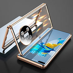 Funda Bumper Lujo Marco de Aluminio Espejo 360 Grados Carcasa T01 para Huawei Mate 40 Pro Oro