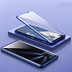 Funda Bumper Lujo Marco de Aluminio Espejo 360 Grados Carcasa T01 para Oppo A72 Azul