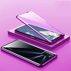 Funda Bumper Lujo Marco de Aluminio Espejo 360 Grados Carcasa T01 para Oppo A72 Morado