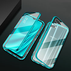 Funda Bumper Lujo Marco de Aluminio Espejo 360 Grados Carcasa T01 para Oppo K1 Verde