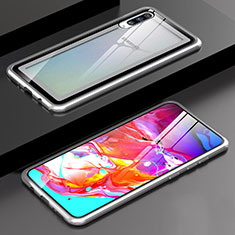 Funda Bumper Lujo Marco de Aluminio Espejo 360 Grados Carcasa T01 para Samsung Galaxy A70S Plata