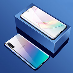 Funda Bumper Lujo Marco de Aluminio Espejo 360 Grados Carcasa T01 para Samsung Galaxy Note 10 5G Azul