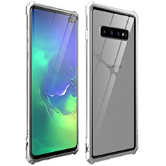 Funda Bumper Lujo Marco de Aluminio Espejo 360 Grados Carcasa T01 para Samsung Galaxy S10 Plus Plata