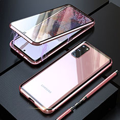 Funda Bumper Lujo Marco de Aluminio Espejo 360 Grados Carcasa T01 para Samsung Galaxy S20 5G Oro Rosa