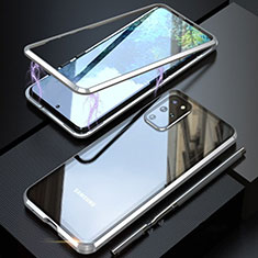 Funda Bumper Lujo Marco de Aluminio Espejo 360 Grados Carcasa T01 para Samsung Galaxy S20 Plus Plata