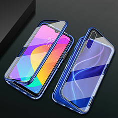 Funda Bumper Lujo Marco de Aluminio Espejo 360 Grados Carcasa T01 para Xiaomi Mi A3 Azul