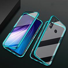 Funda Bumper Lujo Marco de Aluminio Espejo 360 Grados Carcasa T01 para Xiaomi Redmi Note 8 Cian