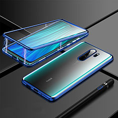 Funda Bumper Lujo Marco de Aluminio Espejo 360 Grados Carcasa T01 para Xiaomi Redmi Note 8 Pro Azul