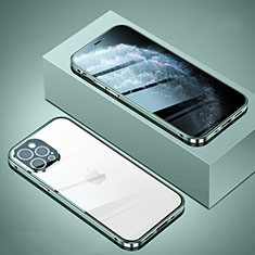 Funda Bumper Lujo Marco de Aluminio Espejo 360 Grados Carcasa T02 para Apple iPhone 12 Pro Max Menta Verde