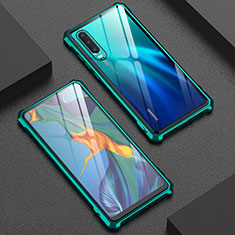 Funda Bumper Lujo Marco de Aluminio Espejo 360 Grados Carcasa T02 para Huawei P30 Verde