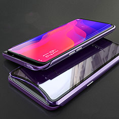 Funda Bumper Lujo Marco de Aluminio Espejo 360 Grados Carcasa T02 para Oppo Find X Morado