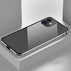 Funda Bumper Lujo Marco de Aluminio Espejo 360 Grados Carcasa T03 para Apple iPhone 11 Plata