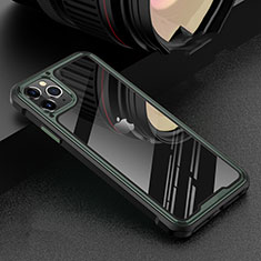 Funda Bumper Lujo Marco de Aluminio Espejo 360 Grados Carcasa T03 para Apple iPhone 11 Pro Verde
