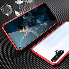 Funda Bumper Lujo Marco de Aluminio Espejo 360 Grados Carcasa T03 para Huawei Honor 20 Rojo