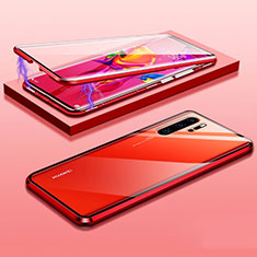 Funda Bumper Lujo Marco de Aluminio Espejo 360 Grados Carcasa T03 para Huawei P30 Pro Rojo