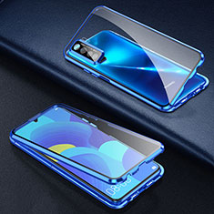 Funda Bumper Lujo Marco de Aluminio Espejo 360 Grados Carcasa T03 para Oppo Find X2 Lite Azul