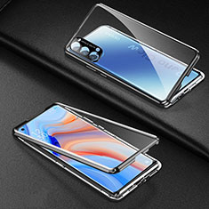 Funda Bumper Lujo Marco de Aluminio Espejo 360 Grados Carcasa T03 para Oppo Reno4 Pro 5G Negro