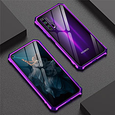 Funda Bumper Lujo Marco de Aluminio Espejo 360 Grados Carcasa T04 para Huawei Honor 20 Pro Morado