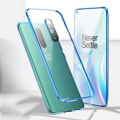 Funda Bumper Lujo Marco de Aluminio Espejo 360 Grados Carcasa T04 para OnePlus 8 Azul