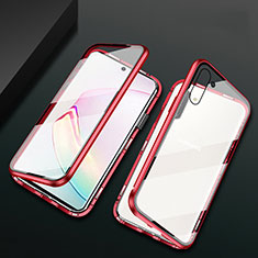 Funda Bumper Lujo Marco de Aluminio Espejo 360 Grados Carcasa T04 para Samsung Galaxy Note 10 Rojo