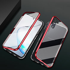 Funda Bumper Lujo Marco de Aluminio Espejo 360 Grados Carcasa T04 para Samsung Galaxy Note 10 Rojo y Negro