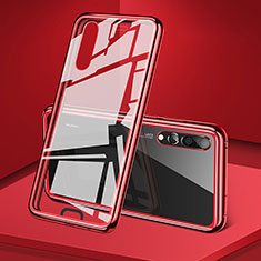 Funda Bumper Lujo Marco de Aluminio Espejo 360 Grados Carcasa T05 para Huawei P20 Pro Rojo