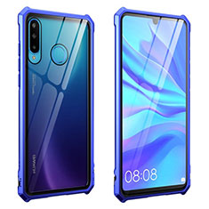 Funda Bumper Lujo Marco de Aluminio Espejo 360 Grados Carcasa T05 para Huawei P30 Lite XL Azul