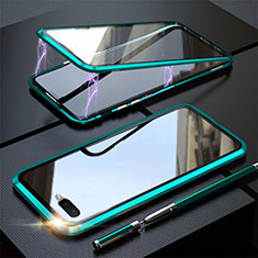 Funda Bumper Lujo Marco de Aluminio Espejo 360 Grados Carcasa T05 para Oppo R15X Verde