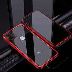 Funda Bumper Lujo Marco de Aluminio Espejo 360 Grados Carcasa T06 para Apple iPhone 12 Rojo