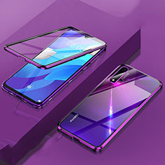 Funda Bumper Lujo Marco de Aluminio Espejo 360 Grados Carcasa T06 para Huawei Nova 5 Pro Morado