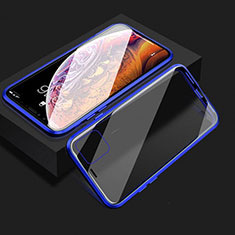 Funda Bumper Lujo Marco de Aluminio Espejo 360 Grados Carcasa T08 para Apple iPhone 11 Azul