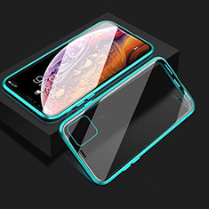 Funda Bumper Lujo Marco de Aluminio Espejo 360 Grados Carcasa T08 para Apple iPhone 11 Cian