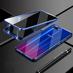 Funda Bumper Lujo Marco de Aluminio Espejo 360 Grados Carcasa T09 para Oppo R15X Azul