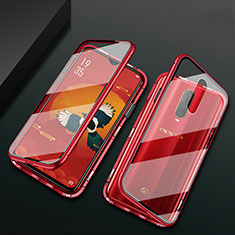 Funda Bumper Lujo Marco de Aluminio Espejo 360 Grados Carcasa T10 para Oppo R17 Pro Rojo