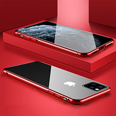 Funda Bumper Lujo Marco de Aluminio Espejo 360 Grados Carcasa T11 para Apple iPhone 11 Pro Max Rojo