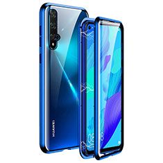 Funda Bumper Lujo Marco de Aluminio Espejo 360 Grados Carcasa T11 para Huawei Honor 20 Azul