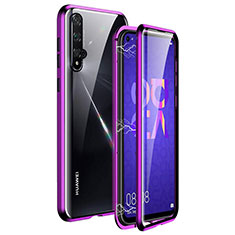 Funda Bumper Lujo Marco de Aluminio Espejo 360 Grados Carcasa T11 para Huawei Honor 20S Morado