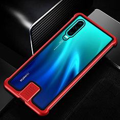 Funda Bumper Lujo Marco de Aluminio Espejo 360 Grados Carcasa T11 para Huawei P30 Rojo