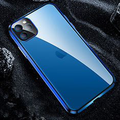 Funda Bumper Lujo Marco de Aluminio Espejo 360 Grados Carcasa T12 para Apple iPhone 11 Pro Max Azul