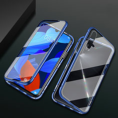 Funda Bumper Lujo Marco de Aluminio Espejo 360 Grados Carcasa T12 para Huawei Nova 5 Azul