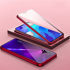 Funda Bumper Lujo Marco de Aluminio Espejo 360 Grados Carcasa T14 para Huawei Nova 5 Rojo