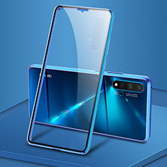 Funda Bumper Lujo Marco de Aluminio Espejo 360 Grados Carcasa T15 para Huawei Nova 5 Azul