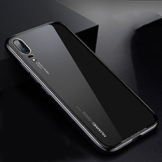 Funda Bumper Lujo Marco de Aluminio Espejo Carcasa M01 para Huawei P20 Negro