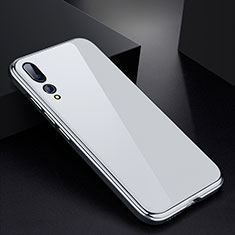 Funda Bumper Lujo Marco de Aluminio Espejo Carcasa M01 para Huawei P20 Pro Blanco